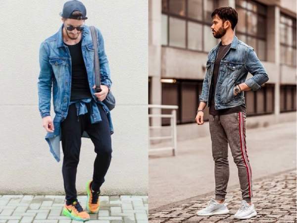 Cá tính cùng bộ phối áo khoác denim cùng quần jogger