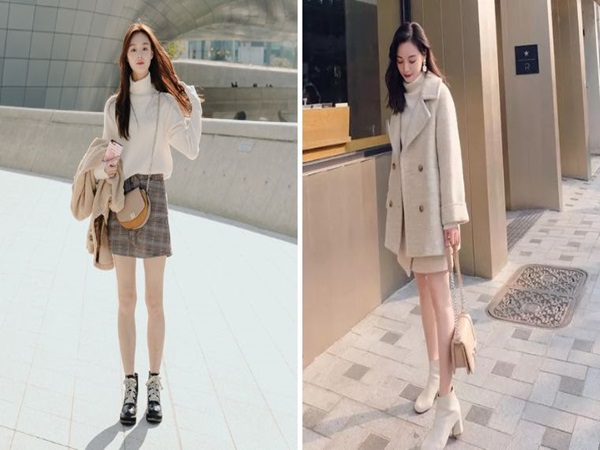 – Mix quần ống rộng cùng áo len choàng