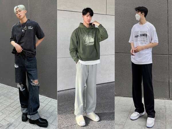 – Phối đồ với quần ống rộng jean nam với áo khoác bomber