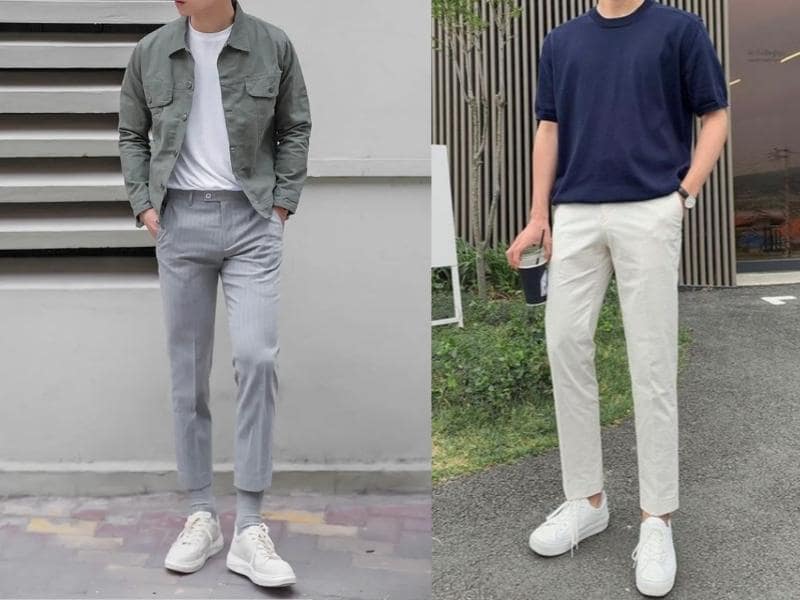 – Cách phối đồ đi đám cưới cho nam với jacket, quần jean phối cùng giày sneaker
