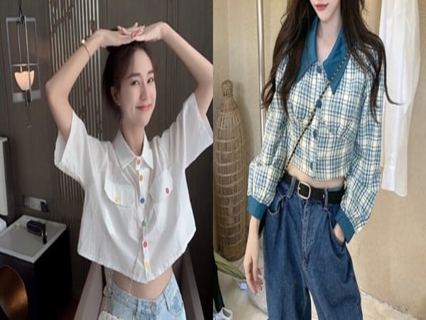 Cách phối đồ với áo sơ mi croptop với quần suông