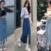 Váy Jean dài mặc với áo gì để che khuyết điểm hiệu quả